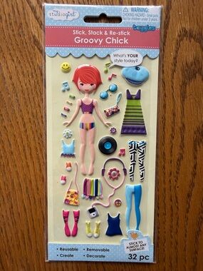 My Studio Girl Groovy Chick Reusable Stick-OnPink & Multicolor